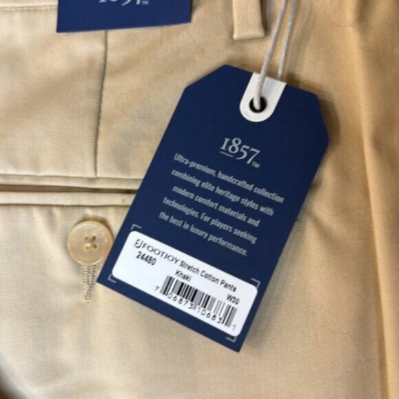 FJ FootJoy 1857 Stretch Cotton Khaki Golf Pants size 30 - Picture 3 of 8